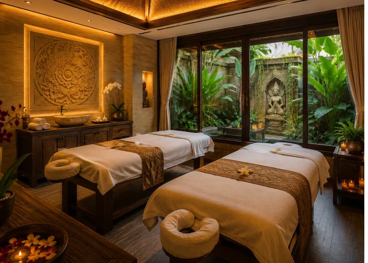Spa massage balinais Ubud traitement fleurs
